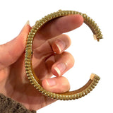 *Capucine de Wulf Berry Teak & 18K Gold Plate Small Hinged Bangle Bracelet w/Pouch