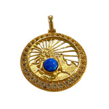 *Awe Inspired Mother Earth 14K Gold Vermeil Blue Opal Goddess Circle Charm w/Pouch