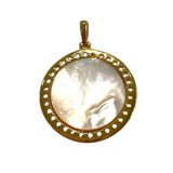 *Awe Inspired Mother Earth 14K Gold Vermeil Blue Opal Goddess Circle Charm w/Pouch