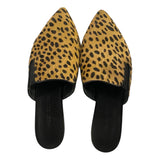 *Jenni Kayne Cheetah Pony Hair Pointed Toe Flat Mules, Size 38
