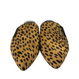 *Jenni Kayne Cheetah Pony Hair Pointed Toe Flat Mules, Size 38