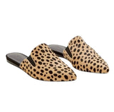 *Jenni Kayne Cheetah Pony Hair Pointed Toe Flat Mules, Size 38