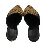 *Jenni Kayne Cheetah Pony Hair Pointed Toe Flat Mules, Size 38