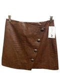 *Veronica Beard Dinard Faux Leather Crocodile Crested Buttons Asymmetric Faux Wrap Mini Skirt, Size 4