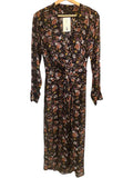 *Rag & Bone Amber Floral Long Sleeve V-Neck Twist Front Midi Dress, Size 4