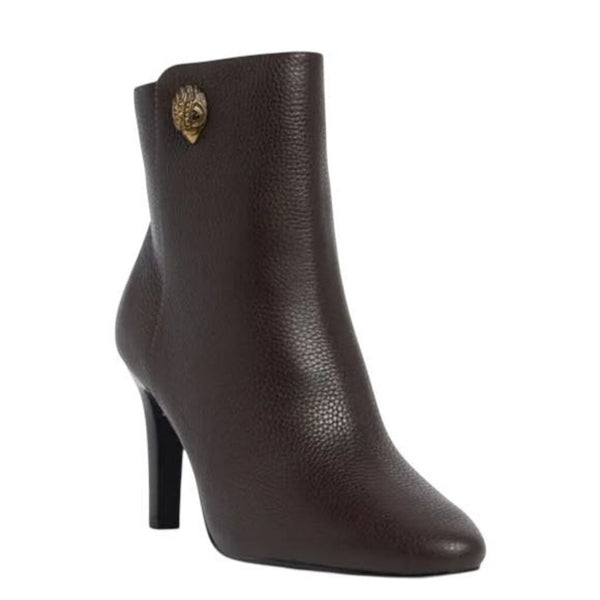 *NWOT Kurt Geiger London Shoreditch Pebbled Leather Eagle Head Logo 4" Stiletto Low Shaft Boot, Size 38