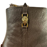 *NWOT Kurt Geiger London Shoreditch Pebbled Leather Eagle Head Logo 4" Stiletto Low Shaft Boot, Size 38