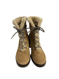 *Stuart Weitzman Yukon Suede Shearling Lining Block Heel Lace-Up Boots, Size 8