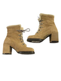 *Stuart Weitzman Yukon Suede Shearling Lining Block Heel Lace-Up Boots, Size 8