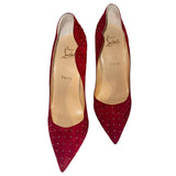 *Christian Louboutin Hot Chick Plume 100 Suede Studded Pointed Toe Stiletto Pumps w/Box, Size 40