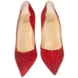*Christian Louboutin Hot Chick Plume 100 Suede Studded Pointed Toe Stiletto Pumps w/Box, Size 40