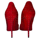*Christian Louboutin Hot Chick Plume 100 Suede Studded Pointed Toe Stiletto Pumps w/Box, Size 40
