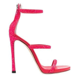 *Giuseppe Zanotti Harmony Glitter 3-Strap Zip Back 5" Stiletto Heel Sandals w/Box, Size 41