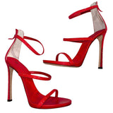 *Giuseppe Zanotti Harmony Glitter 3-Strap Zip Back 5" Stiletto Heel Sandals w/Box, Size 41