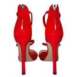 *Giuseppe Zanotti Harmony Glitter 3-Strap Zip Back 5" Stiletto Heel Sandals w/Box, Size 41