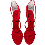 *Giuseppe Zanotti Harmony Glitter 3-Strap Zip Back 5" Stiletto Heel Sandals w/Box, Size 41