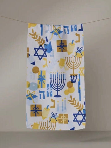 Geometry Hanukkah Is Here Tea Towel