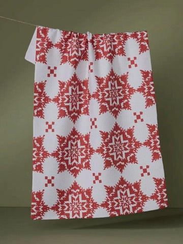 Geometry Iceflower Winter Block Print Tea Towel