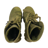 *Prada Rocksand Canvas & Leather Lace-Up Lug Sole Military Combat Ankle Boots, Size 37