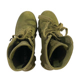 *Prada Rocksand Canvas & Leather Lace-Up Lug Sole Military Combat Ankle Boots, Size 37