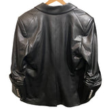 *Veronica Beard Hollis Faux Leather Single Button Peak Lapel 3/4 Ruched Sleeve Dickey Blazer, Size 12