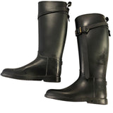 *Burberry Roscot Matte Rubber Check Lining Belted Trim Tall Rain Boots, Size 39