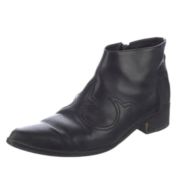 *Freda Salvador Arroyo Calf Leather Applique Pointed Toe Western Ankle Boot w/ box, Size 6.5