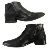 *Freda Salvador Arroyo Calf Leather Applique Pointed Toe Western Ankle Boot w/ box, Size 6.5