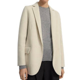 *Theory Boy Jacket Double Faced Chevron Wool Notch Collar Open Front Jacket Coat, Size S