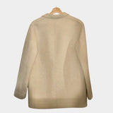 *Theory Boy Jacket Double Faced Chevron Wool Notch Collar Open Front Jacket Coat, Size S