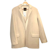 *Theory Boy Jacket Double Faced Chevron Wool Notch Collar Open Front Jacket Coat, Size S