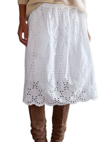 *Frank & Eileen Grace Cotton Eyelet Pull-On Midi Skirt, Size M