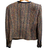 *Veronica Beard Lars Tweed Collarless Gold Button Lady Jacket Blazer, Size M