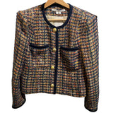 *Veronica Beard Lars Tweed Collarless Gold Button Lady Jacket Blazer, Size M