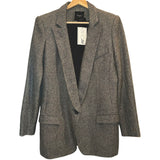 *Smythe Wool Mohair Blend Herringbone One-Button Peak Lapel Blazer, Size 8