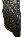 *Adroit Atalier Destiny Faux Leather Diamond Quilted Down-Filled Sleeveless Long Parka Vest, Size M