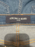 *Veronica Beard Carolina Ankle Skinny Flare Stretch High-Rise Raw Hem Cropped Jeans, Size 28(6)