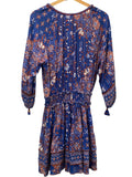 *Poupette St. Barth Ariel Cotton Floral Long Sleeve V-Neck Smocked Waist Mini Dress, Size S