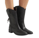 *See by Chloé Annika Leather Western Cut Lace-Up Back Heeled Low Shaft Cowboy Boots, Size 38