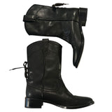 *See by Chloé Annika Leather Western Cut Lace-Up Back Heeled Low Shaft Cowboy Boots, Size 38