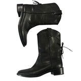 *See by Chloé Annika Leather Western Cut Lace-Up Back Heeled Low Shaft Cowboy Boots, Size 38
