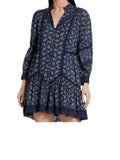 *Veronica Beard Nayari Cotton Floral Inset Lace Long Button-Up Tiered Mini Dress, Size 2