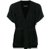 *Zadig & Voltaire Corry Cows Cotton & Cashmere Knit Sleeveless Belted Open Front Cardigan, Size XS/S
