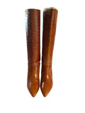 *Emerson Fry Lou Walk Embossed Leather Crocodile Pull-On Pointed Toe Heeled Tall Boots, Size 40