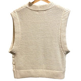 *By Timo Cotton Wool Alpaca Chunky Crochet Knit Sleeveless Crew Neck Sweater Vest, Size S