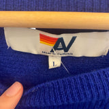 *Aviator Nation 100% Cashmere Rib Knit Embroidered Chest Logo Crew Neck Sweater, Size Unisex L