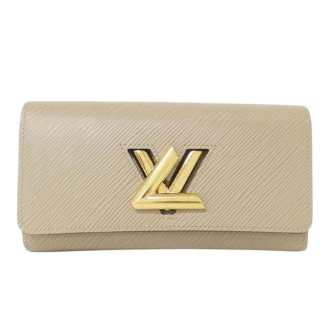 *NWOT Louis Vuitton Epi Portefeuille Twist Leather Gold Logo Twist Lock Continental Wallet w/Box
