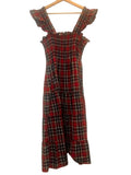 *Hill House Ellie Nap Cotton Plaid Sleeveless Ruffle Square Neck Tiered Midi Dress, Size M