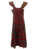 *Hill House Ellie Nap Cotton Plaid Sleeveless Ruffle Square Neck Tiered Midi Dress, Size M