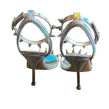 *Alexander McQueen Punk Spike Holographic Leather Studded Stiletto Sandals, Size 38.5